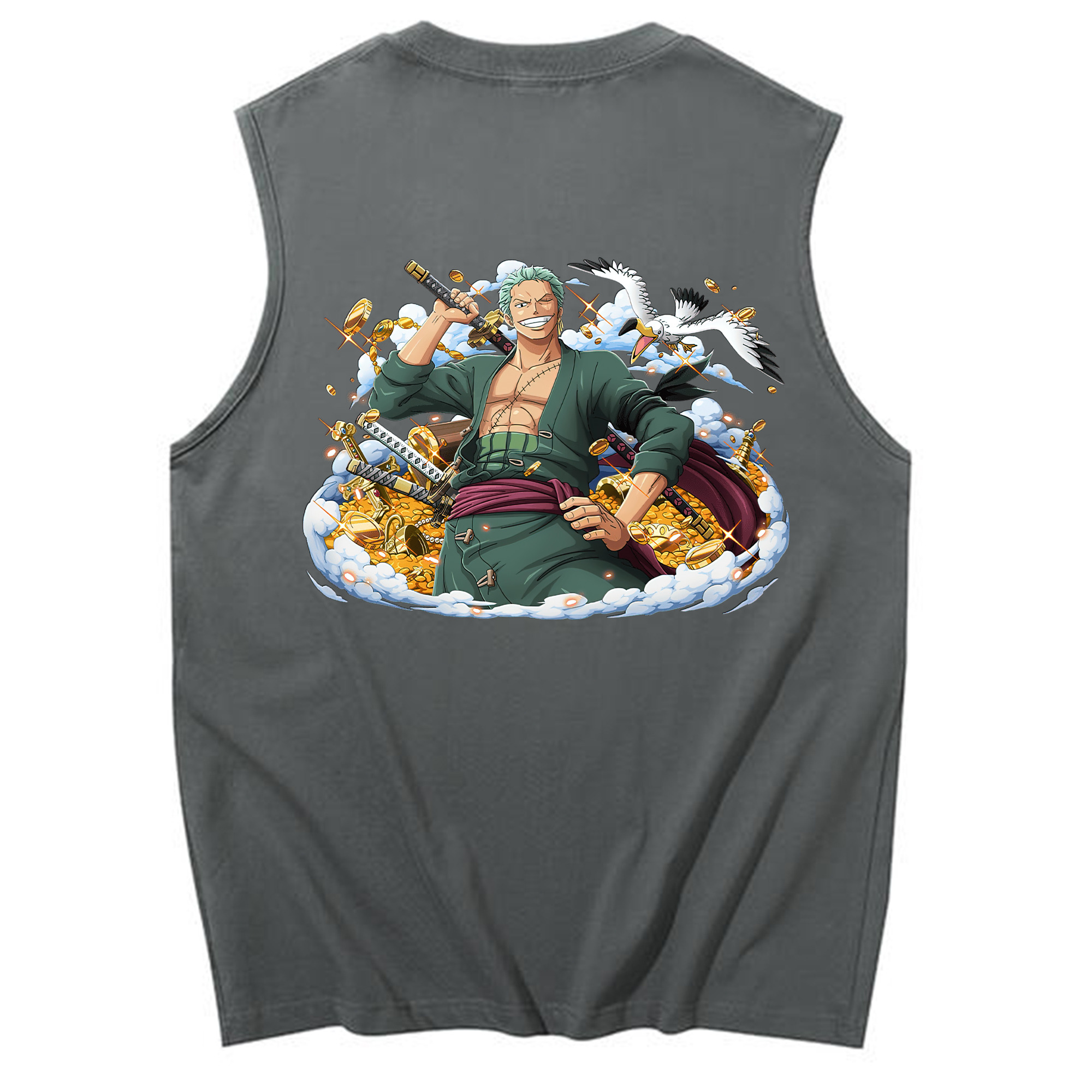 ワンピース ロロノア・ゾロ ONE PIECE Roronoa Zoro コットン100％タンクトップ（背面プリント）